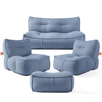 GARTENLOUNGE-SET LOVIA, Möbel-Set, Marineblau/Weiß - Dunkelblau, Textil - KONSIMO®