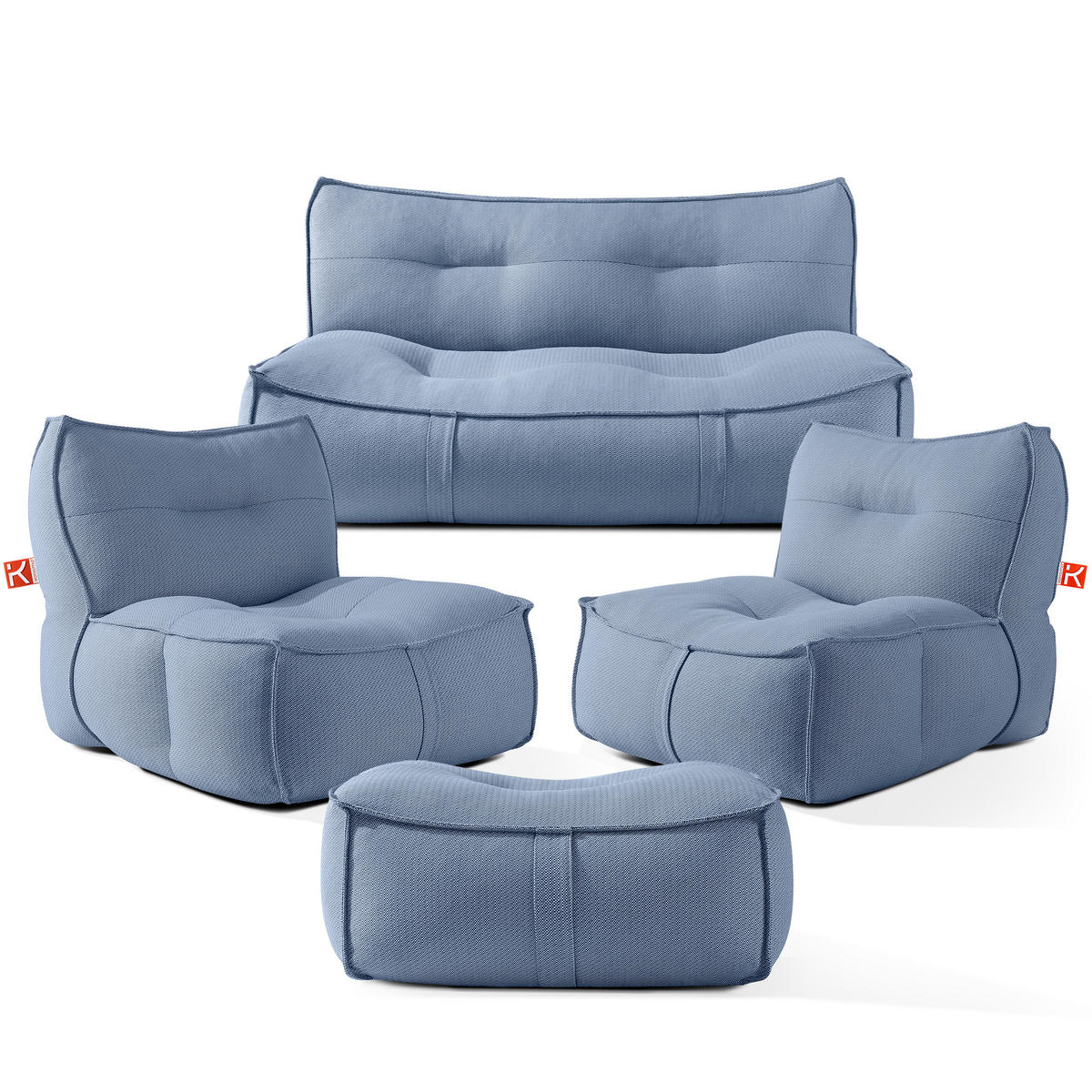 GARTENLOUNGE-SET LOVIA, Möbel-Set, Marineblau/Weiß - Dunkelblau, Textil - KONSIMO®