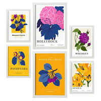 POSTER Set Mit 6 Blumen Gewächshaus Natur Und Botanikdrucke Für Innenarchitektur A3 & A4 Weißer Rahmen - Weiß, Papier (29/3cm) - Nacnic