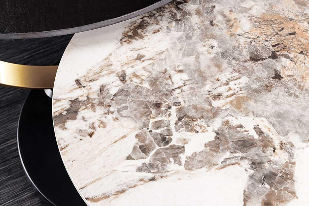 COUCHTISCH DANCING RINGS Keramik Schwarz 135 cm - Goldfarben/Schwarz, Keramik/Metall (80/134/44cm) - riess-ambiente