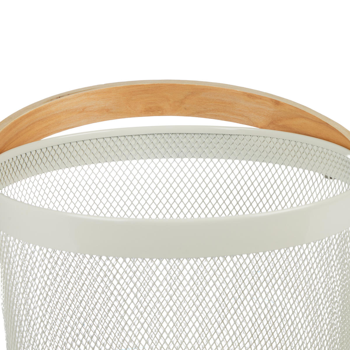 DRAHTKORB - Weiß, Holz/Metall (27.5/30/25.5cm) - Relaxdays
