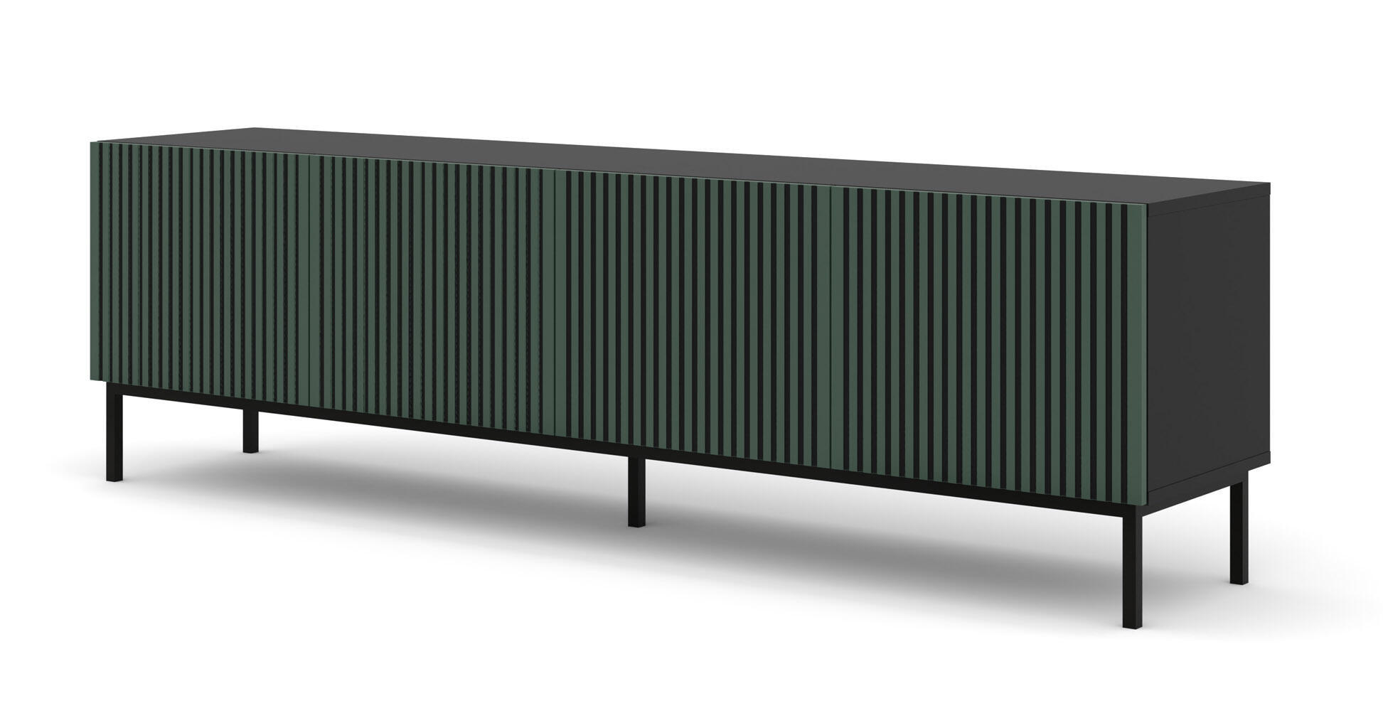 TV-LOWBOARD SCHWARZ - Schwarz/Grün, Holzwerkstoff (200/58/42cm) - FURNLUX