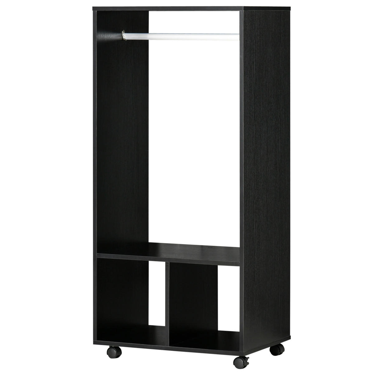 KLEIDERSCHRANK DE-17152 mit Kleiderstange & 2 Nischen Schwarz - Schwarz, Holzwerkstoff (40/128/60cm) - ComfortXL