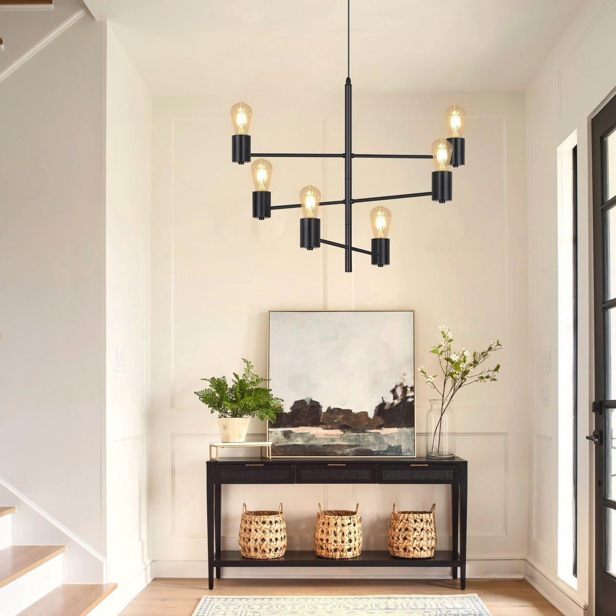 PENDELLEUCHTE Maximilian 65/10/205 cm - Schwarz, Metall (65/10/205cm) - ZMH