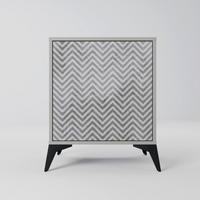 SIDEBOARD CONCRETE ZIG ZAG, Grau, 57,5x42x70,5 cm, Schwarze Metall-Sternfüße - Multicolor/Schwarz, Holzwerkstoff/Metall (57.5/70.5/42cm) - SpaceRebels