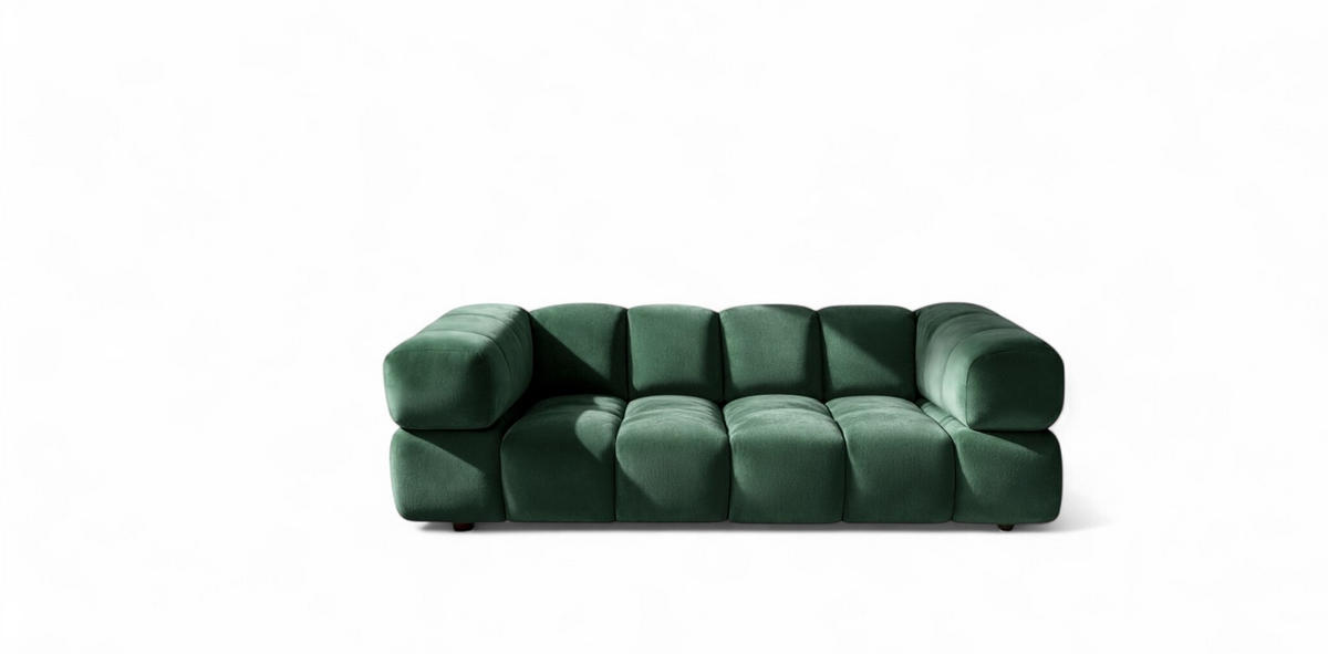 SOFA 3-sitzer Blanche In Bluvel - Grün, Holzwerkstoff/Textil (240/70/96cm) - Fun Möbel