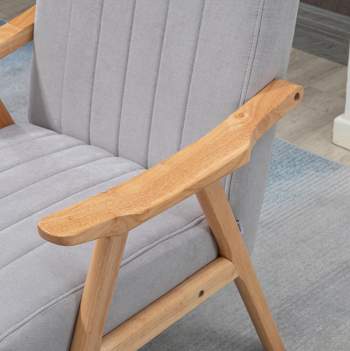 SESSEL 68x74x82 cm in Hellgrau, Skandi-Lounge mit Samtoptik, Gummiholzbeine - Hellgrau, Kunststoff (74/82/68cm) - Modfu