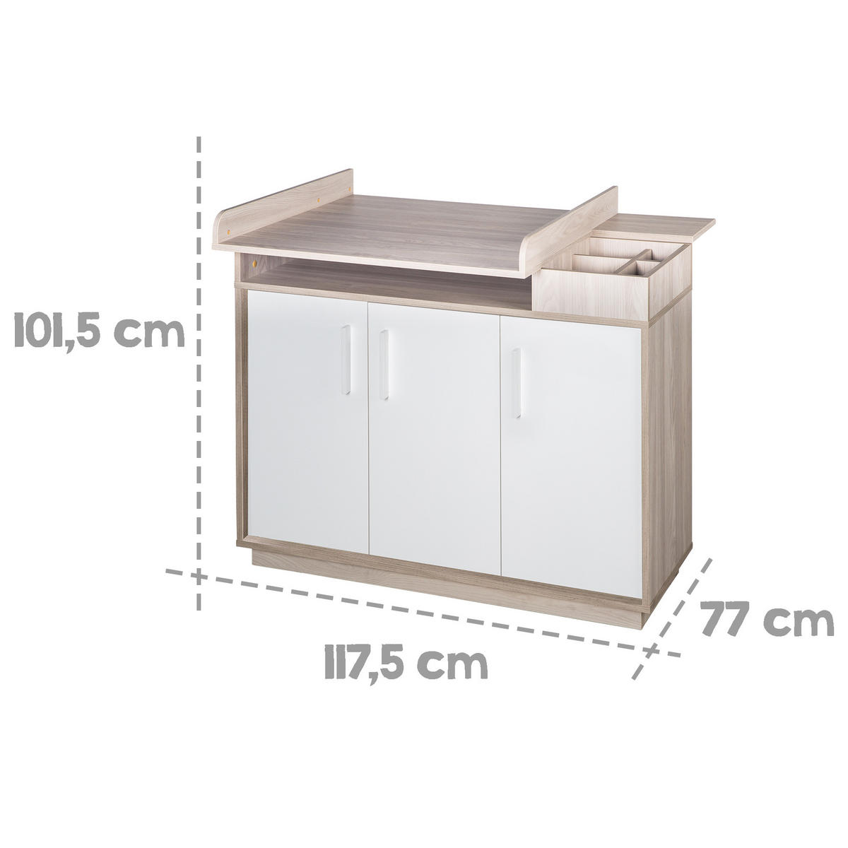 BABYZIMMER-SET Olaf 3-teilig - Weiß, Holzwerkstoff (76/82/142.5cm) - Roba