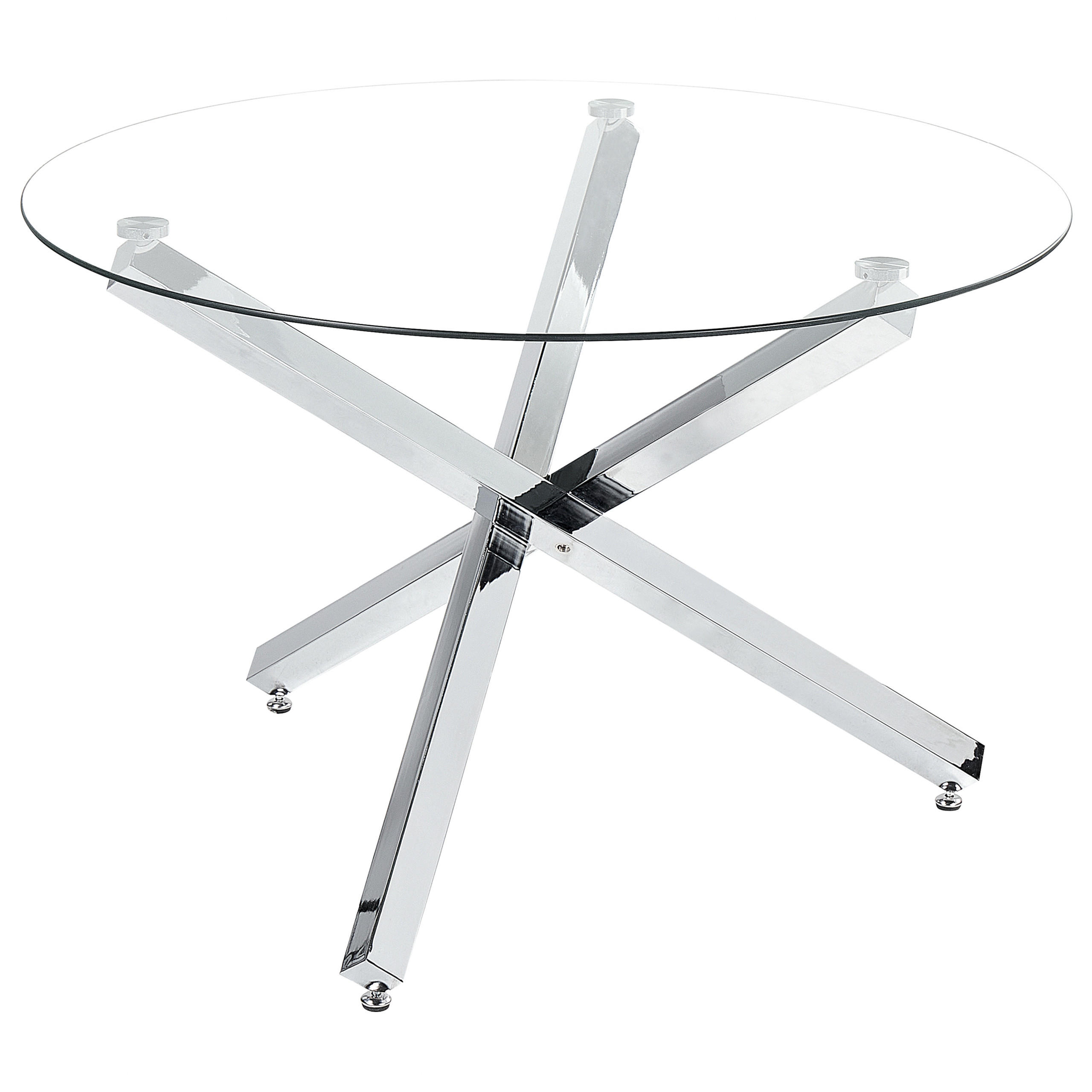 ESSTISCH mit runder Glasplatte Silber 110 cm Butler - Silberfarben, Metall (90/110/73cm) - Beliani