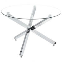 ESSTISCH mit runder Glasplatte Silber 110 cm Butler - Silberfarben, Metall (90/110/73cm) - Beliani