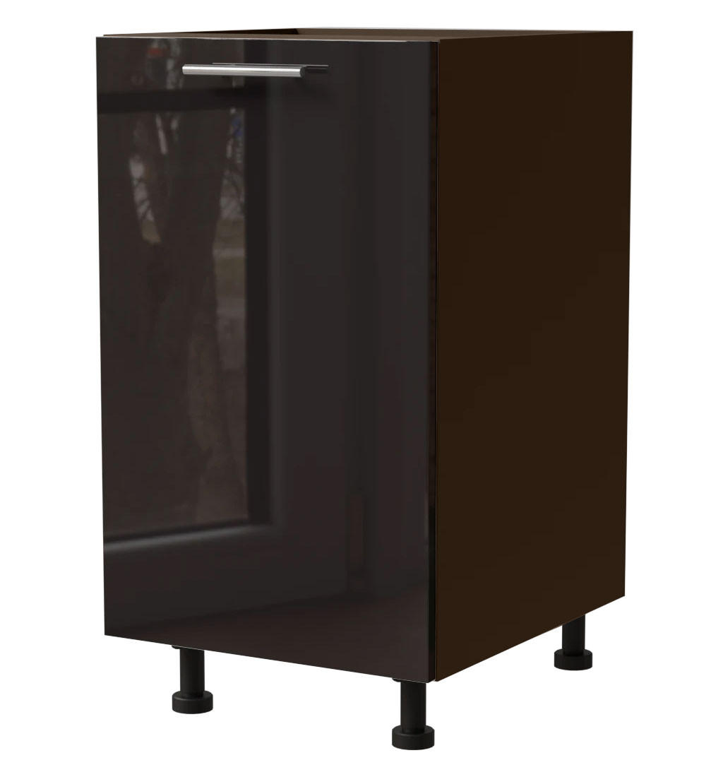 Feldmann-Wohnen Küchenunterschrank Schwarz Hochglanz, Dunkelgrau 45x82x50 cm