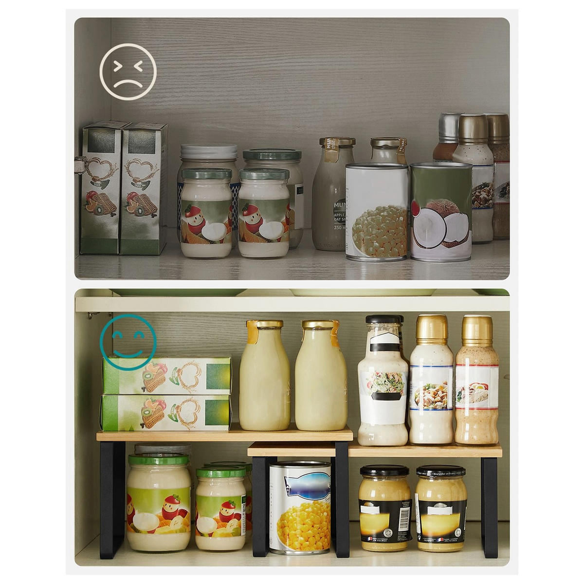 KÜCHEN-ORGANIZER HELSINKI 4ER-SET - Schwarz, Naturmaterialien (29.7/15.5/19.5cm) - Hansiro