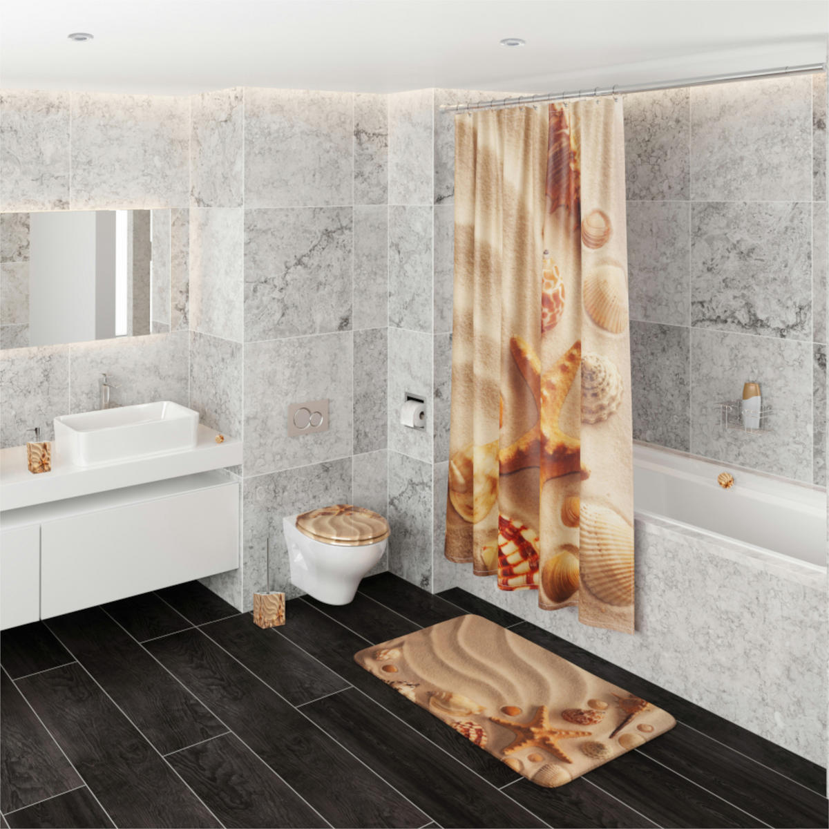 DUSCHVORHANG Sanibel 180 x 200 cm - Braun, Textil (180/200cm) - Sanilo