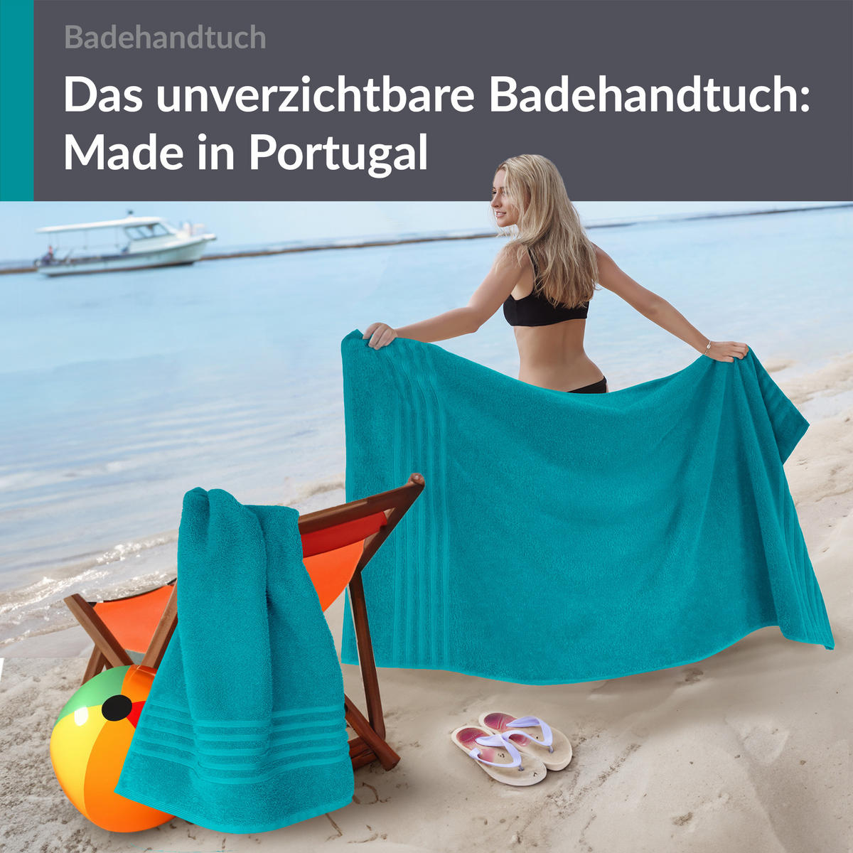 BADETUCH London Nautic Grün 2er Set 100x150 - Smaragdgrün, Textil (100/150cm) - Lashuma