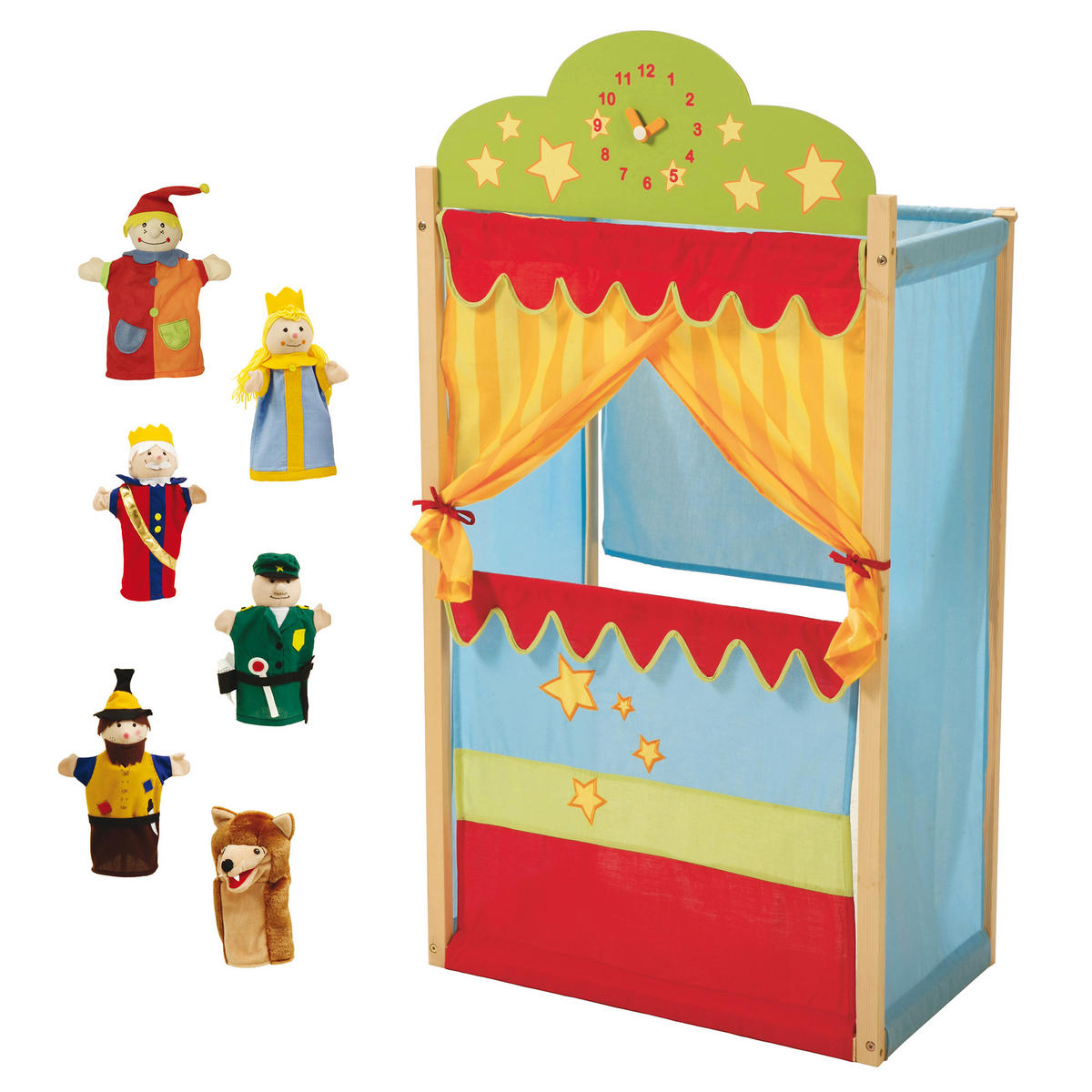 KASPERTHEATER mit Holzgestell - Multicolor, Holzwerkstoff (65.5/123.5/39cm) - Roba