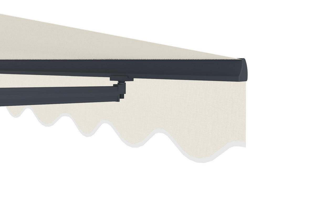 EINTEILIGE MARKISE Vecchio Beige 3m x 2,5m - Premium-Leinwand 320g/m² - Beige, Metall (295/270/250cm) - Cazeboo