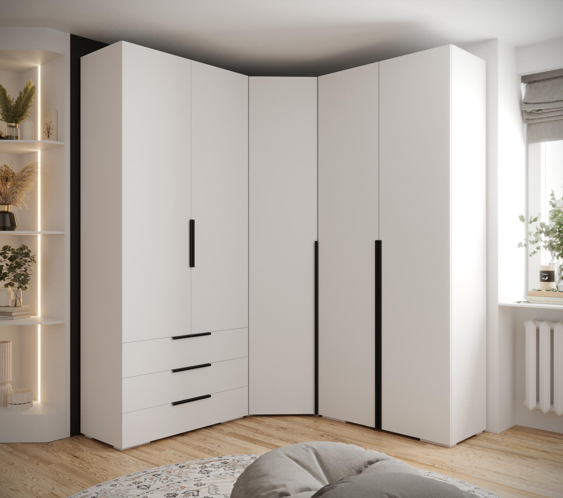 GARDEROBEN-SET 236,7/181,7/47 - Schwarz/Weiß, Holz/Kunststoff (181.7/236.7/47cm) - Abiks Möbel