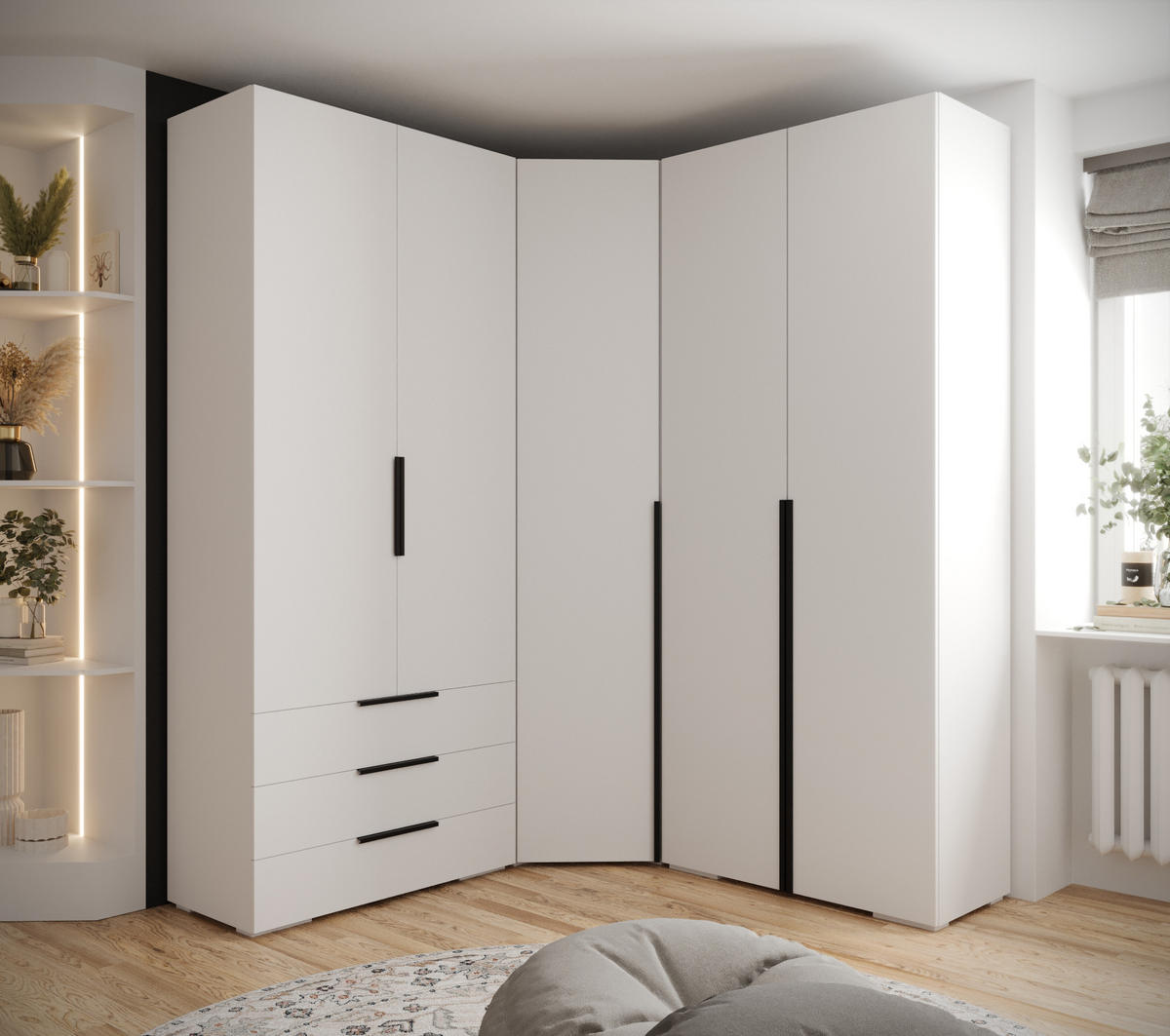 GARDEROBEN-SET 236,7/181,7/47 - Schwarz/Weiß, Holz/Kunststoff (181.7/236.7/47cm) - Abiks Möbel