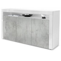 SIDEBOARD Valencia Beton Oxid Optik / Weiß Hochglanz - Hellgrau, Holzwerkstoff (155/92/40cm) - Vladon