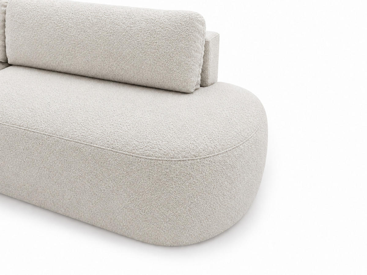 ECKSOFA Aurio O Bouclé-Stoff Weiß Links - Weiß, Holz/Textil (271/177cm) - Graingold