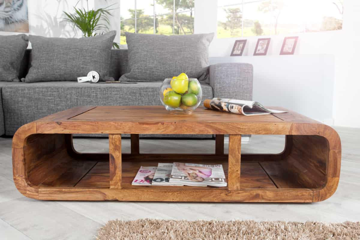 COUCHTISCH CURVED Sheesham rechteckig Braun|Natur 100cm - Schwarz/Braun, Holz (50/100/30cm) - riess-ambiente