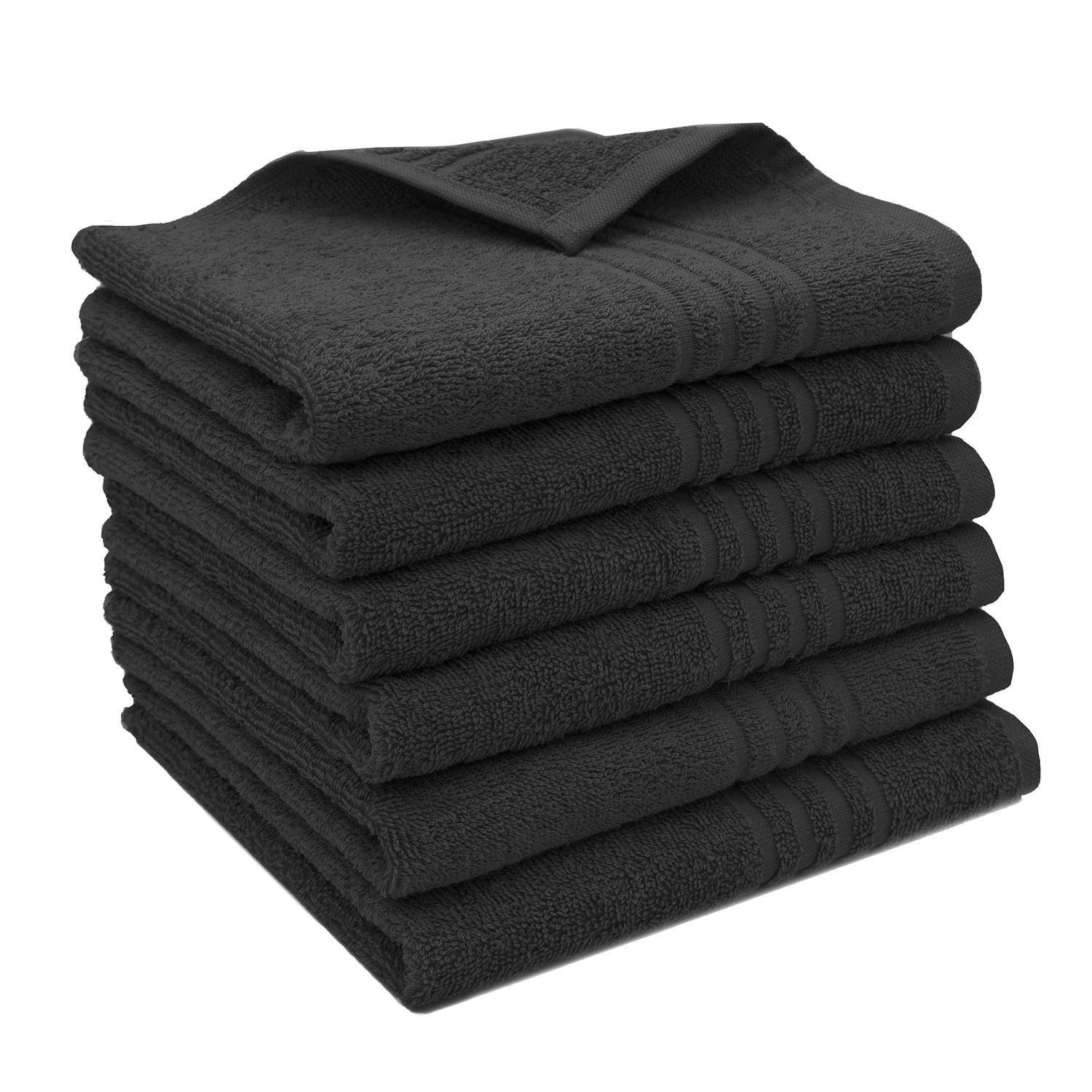 GÄSTETÜCHER, 6er-Set, 40x60 cm, 100% Baumwolle, Schwarz - Schwarz, Textil (40/60cm) - Zollner