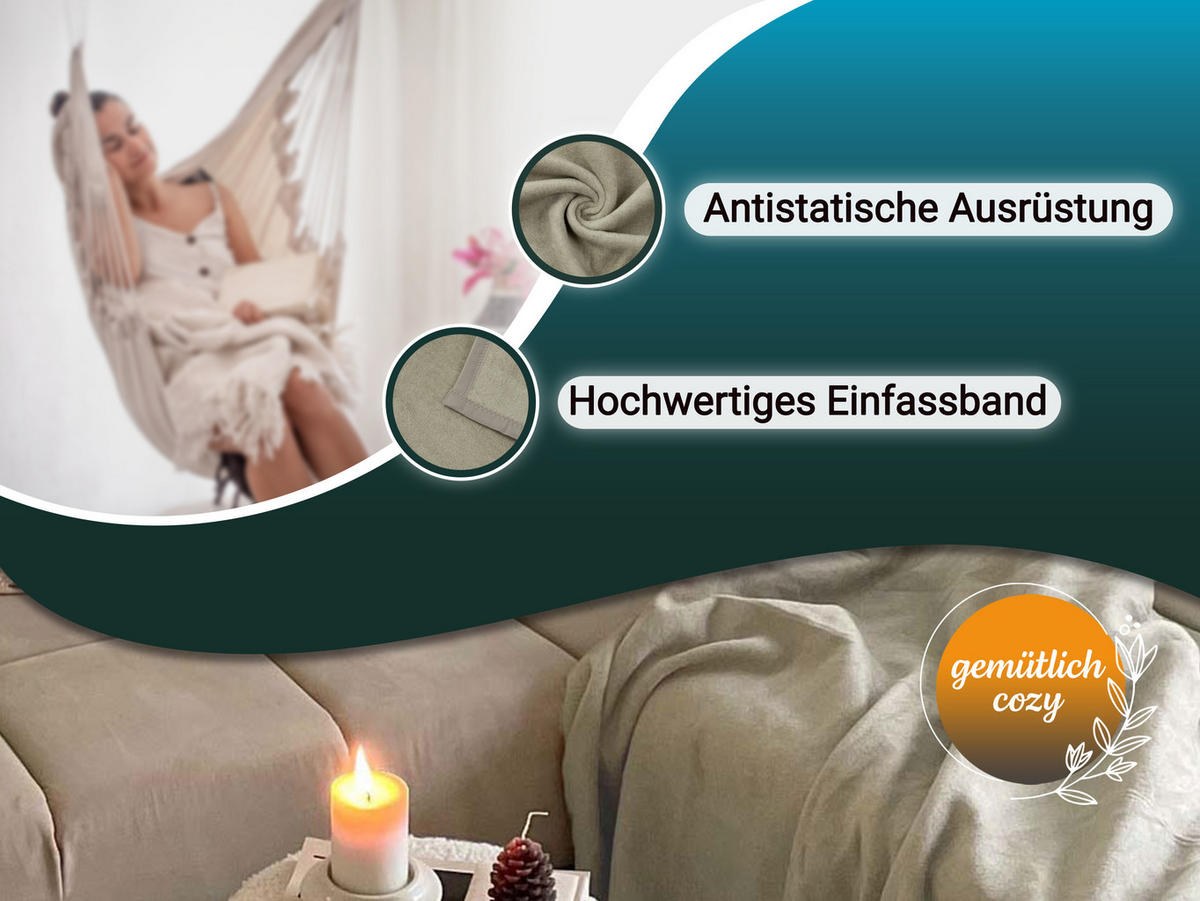 KUSCHELDECKE, 150x200 cm, 60% Baumwolle, 40% Polyacryl, Braun - Cappuccino, Naturmaterialien (150/200cm) - Zollner