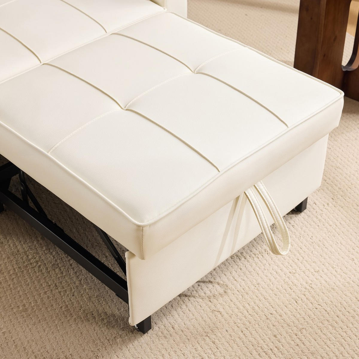 SCHLAFSESSEL mit Getränkehalter und USB-Anschluss - Weiß - Weiß, Leder (74/84/87cm) - KOMHTOM