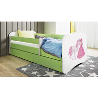 KINDERBETT Prinzessin und Pony 70x140 cm mit Matratze, Schublade, Rausfallschutz & Lattenrost, Grün - Grün, Holzwerkstoff (70/140cm) - RAUMHIRSCH FURNITURE