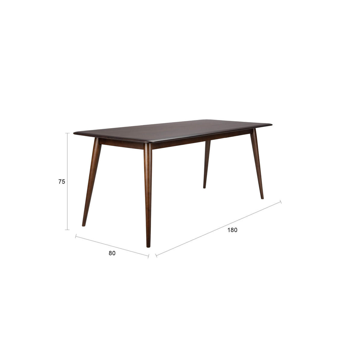 ESSTISCH Elroy 180x80 cm Walnussfarbe - Braun, Holz (180/80/75cm) - Dutchbone