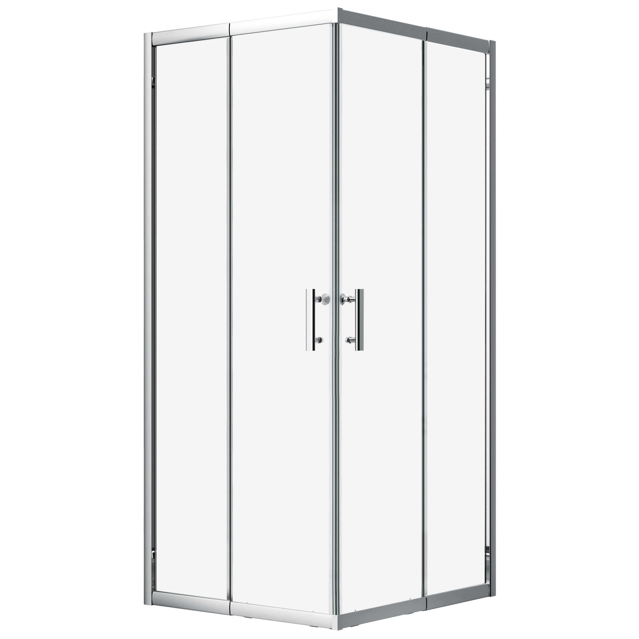 DUSCHKABINE Hela Silber/Transparent, quadratisch, 80/80/190 cm - Silberfarben, Glas (80/80/190cm) - bad land