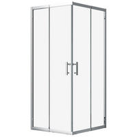 DUSCHKABINE Hela Silber/Transparent, quadratisch, 80/80/190 cm - Silberfarben, Glas (80/80/190cm) - bad land