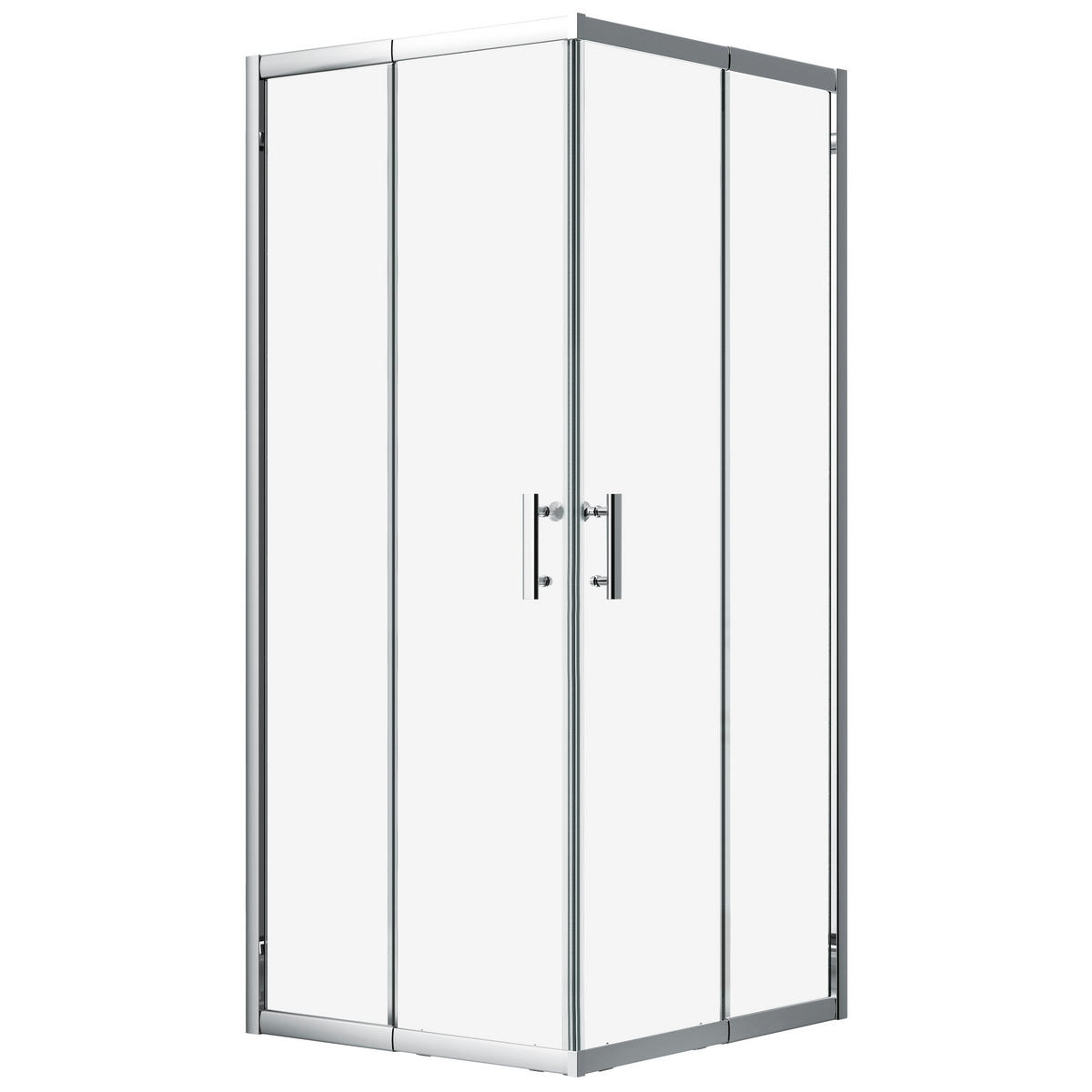 DUSCHSET Hela Vidar Chrom/Weiß/Transparent, 2-teilig, quadratisch, 80/80/193 cm - Weiß, Glas (80/80/193cm) - bad land