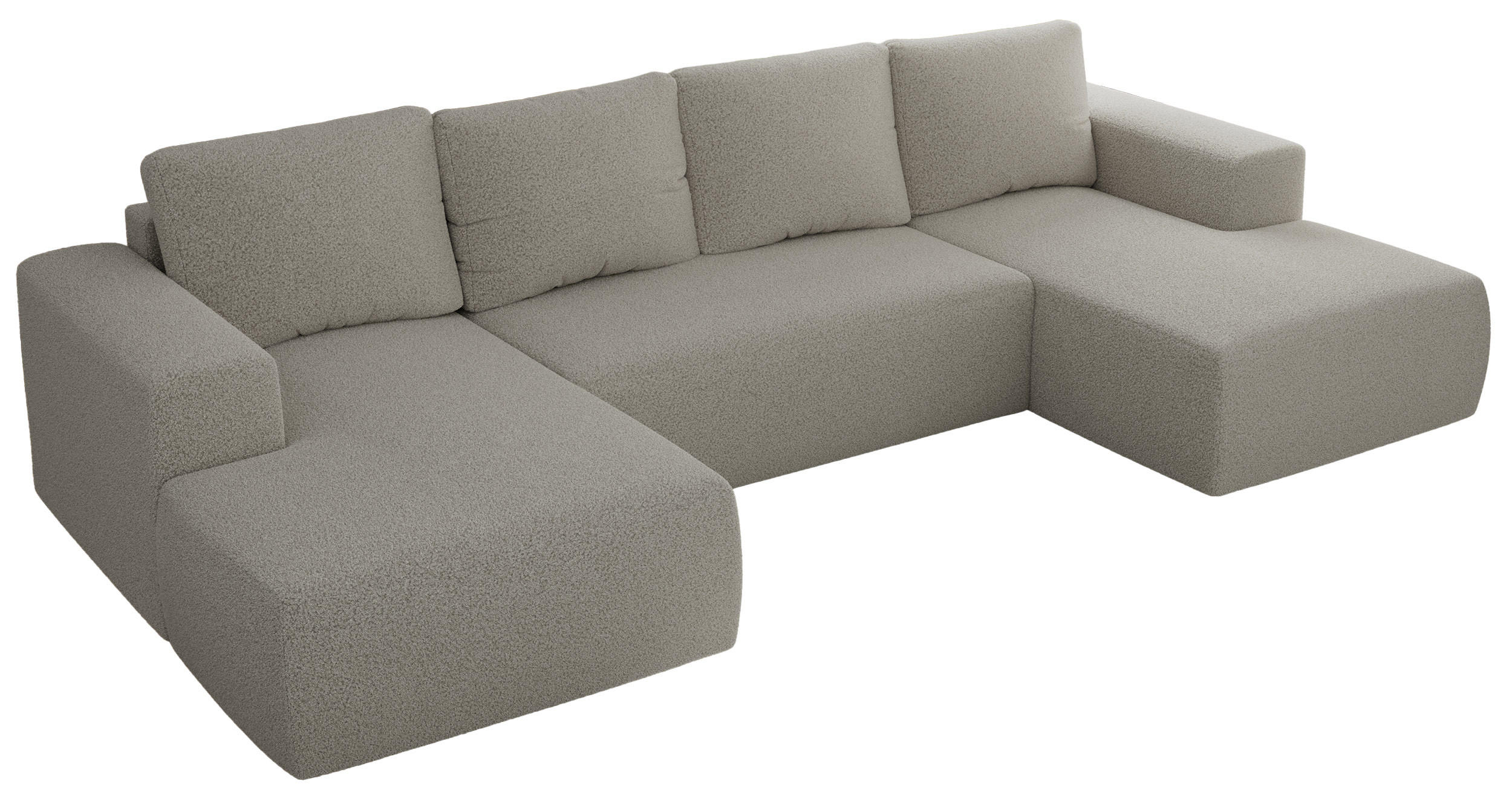 WOHNLANDSCHAFT TRENTINO U Hellgrau Boucle - Hellgrau, Textil (334/91/163cm) - MKS