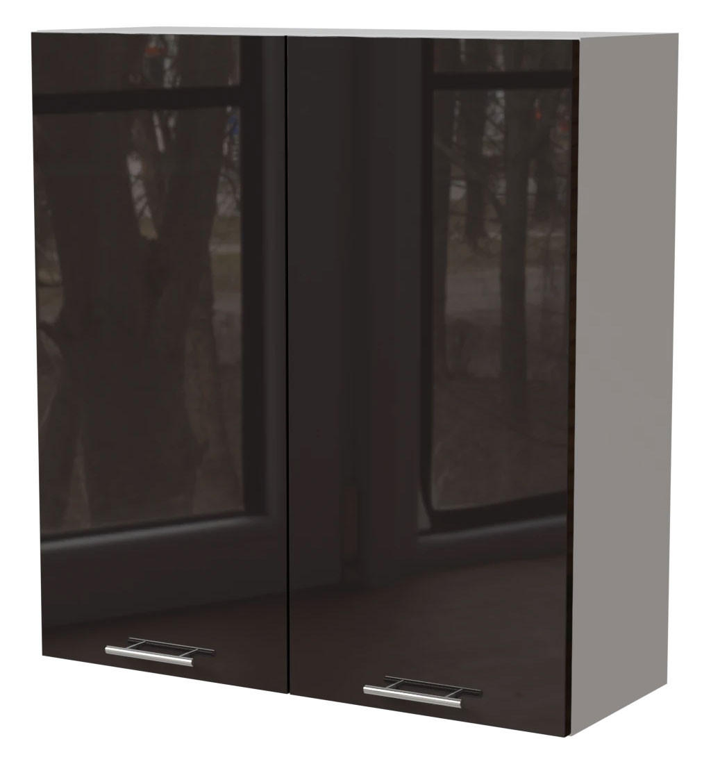 Feldmann-Wohnen Hängeschrank Schwarz Hochglanz, Weiß 90x96x32.5 cm