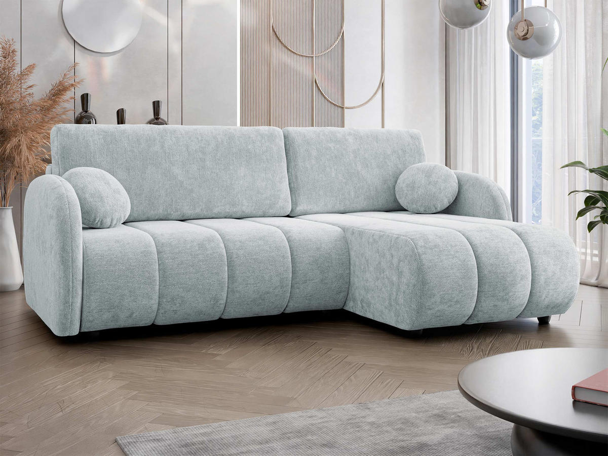 ECKSOFA Zara 2rLC - Hellgrau/Schwarz, Holz/Kunststoff (233/160cm) - MIRJAN24