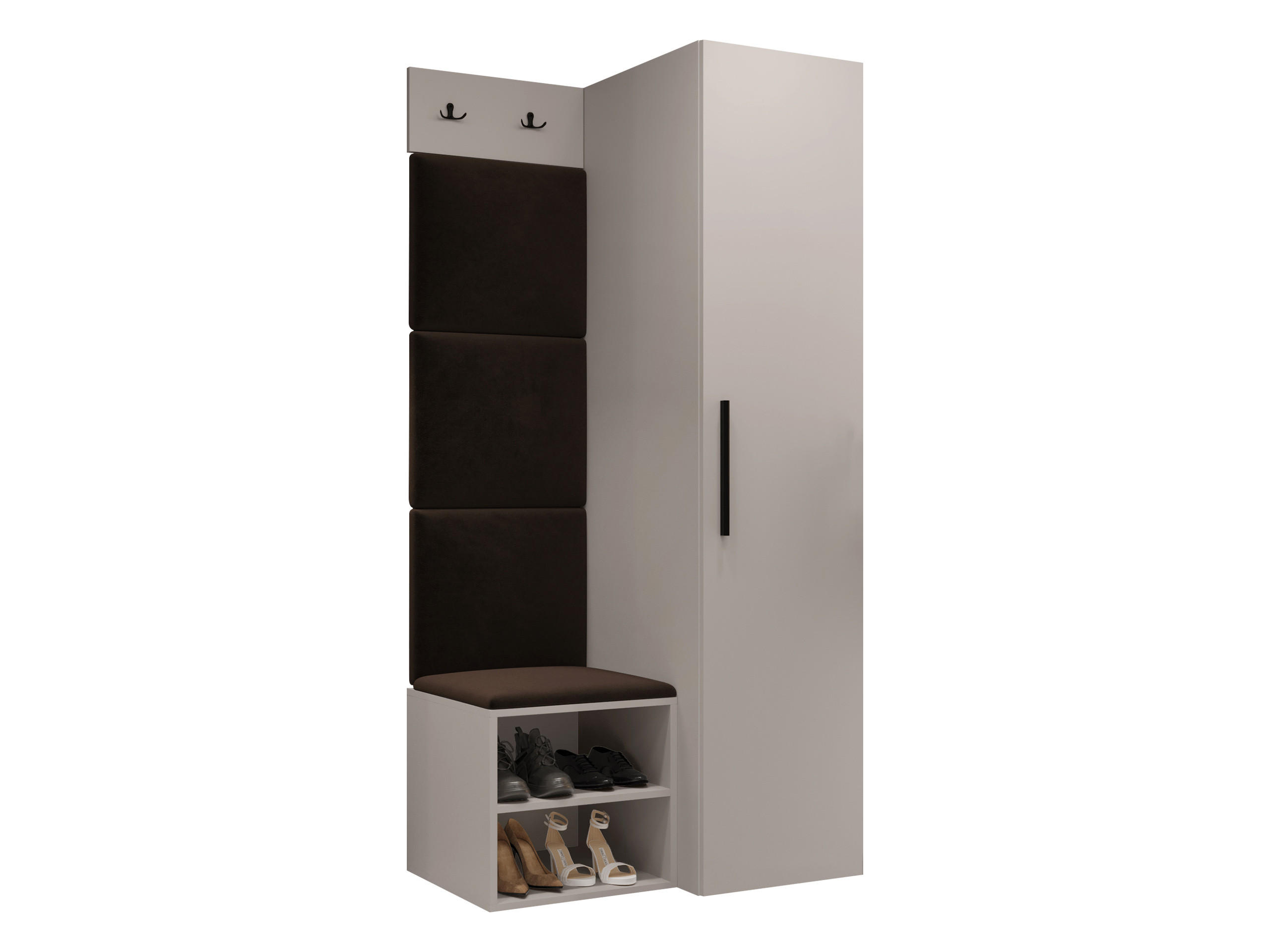GARDEROBEN-SET Medi III - Kaschmir/Schwarz, Holzwerkstoff/Kunststoff (40/191/50cm) - MIRJAN24