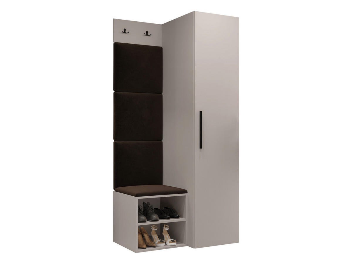 GARDEROBEN-SET Medi III - Kaschmir/Schwarz, Holzwerkstoff/Kunststoff (40/191/50cm) - MIRJAN24
