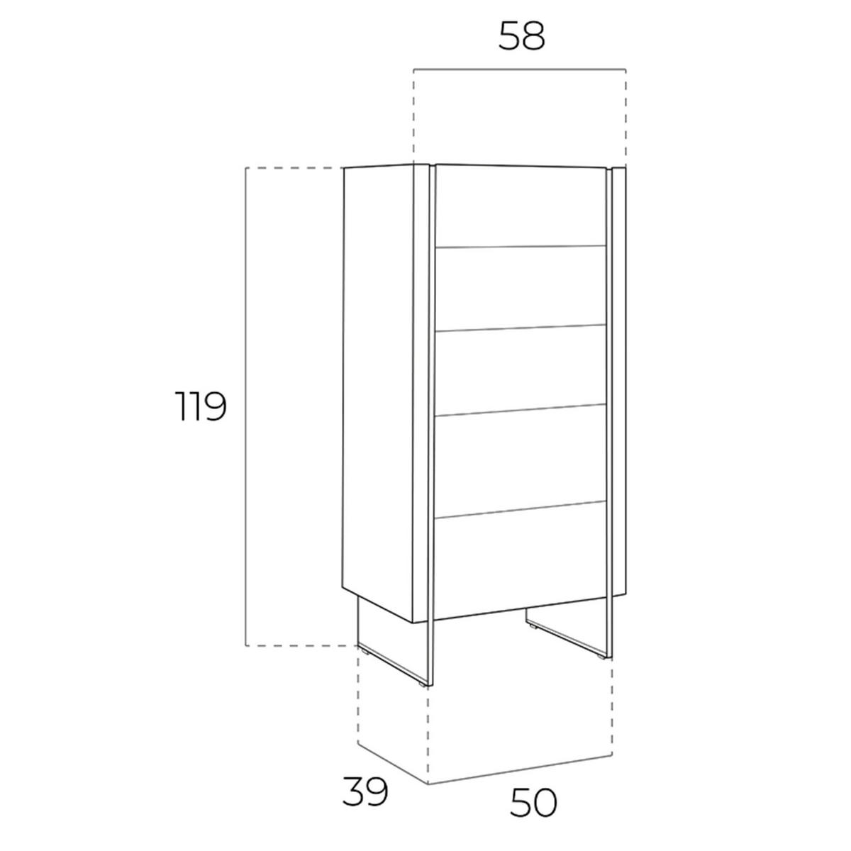 KOMMODE Chiffonier Nussbaum und gehärtetes Glas 58/39/119 cm - Transparent/Walnussfarben, Glas/Holz (58/119/39cm) - ANGEL CERDA