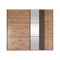 SCHIEBETÜRENSCHRANK Sinatra 250 - Schwarz/Eiche Artisan, Holzwerkstoff/Metall (250/215/65cm) - MIRJAN24