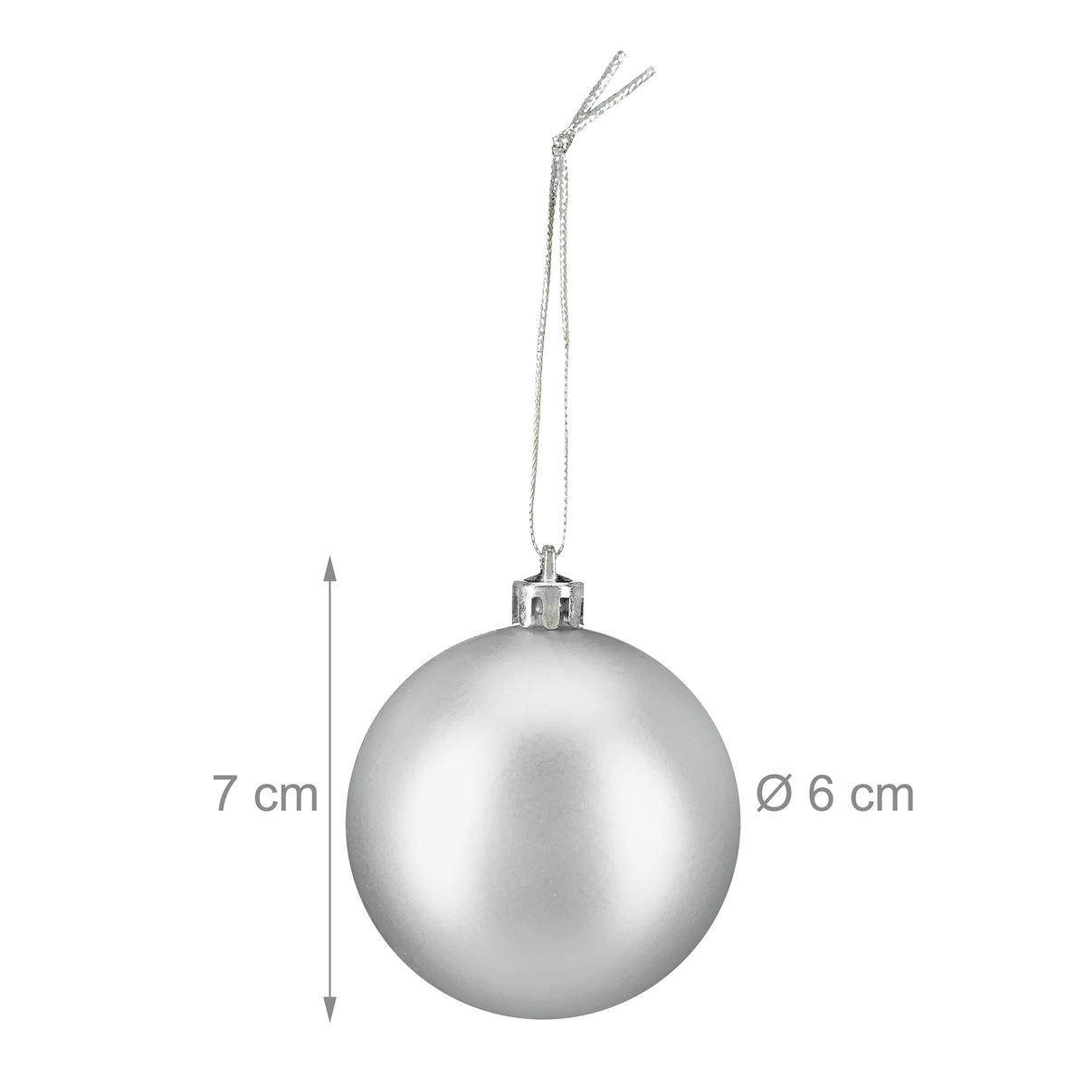100XWEIHNACHTSKUGELN - Silberfarben, Kunststoff (6/7/6cm) - Relaxdays