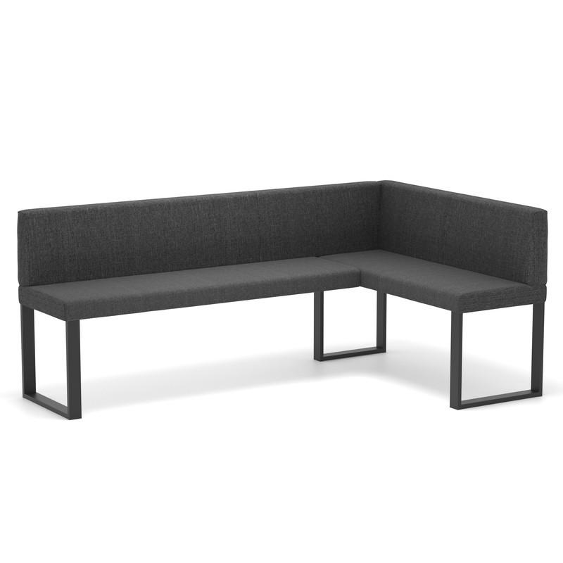 ECKBANK rechts SANA U Webstoff glatt, 168/128 cm Anthrazit - Anthrazit, Textil/Metall (128/168cm) - Idohome