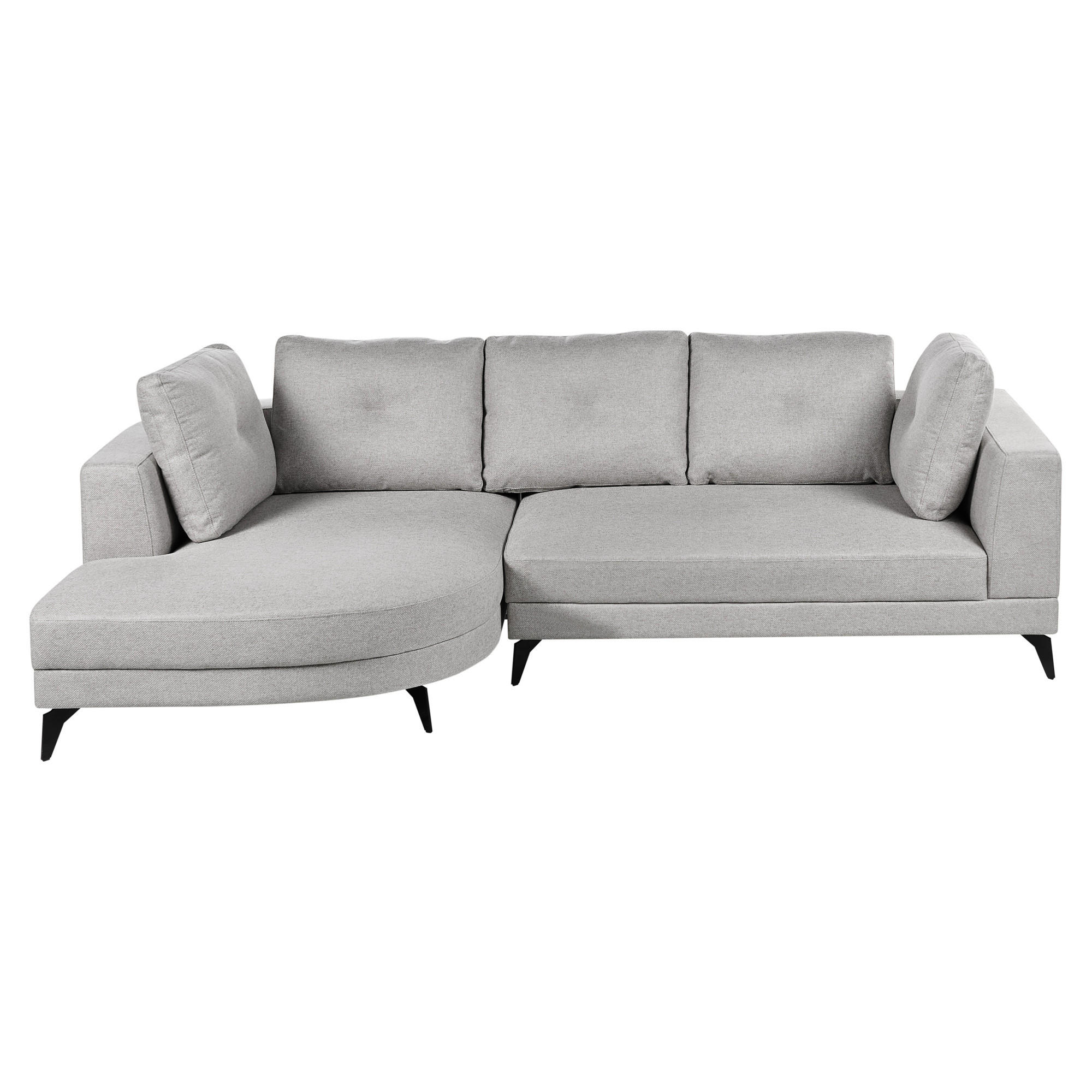 ROHOVÁ POHOVKA 3-místná Umělý len Šedá pravostranná Yuri - šedá, textil (262/151cm) - Beliani