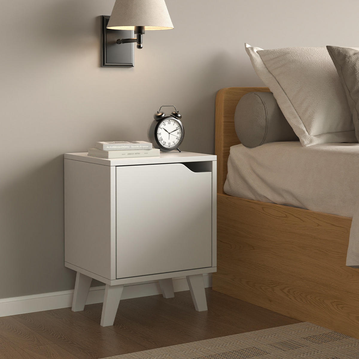 NACHTTISCH Malu Weiß 2er Set - Weiß, Holzwerkstoff (34.5/47/32cm) - Vicco