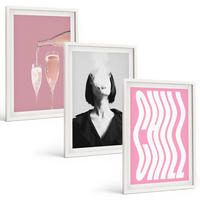 BILDER SET 3er Set - 40x60 cm Weißer Rahmen - Stilvolles Porträt, Champagner-Entspannung - Weiß, Kunststoff (40/60cm) - TULUP