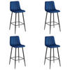 BARHOCKER 4-er Set POZZA marineblauer Sitz, schwarze Basis - Schwarz/Dunkelblau, Textil (43/104/35cm) - Valora