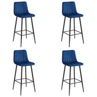 BARHOCKER 4-er Set POZZA marineblauer Sitz, schwarze Basis - Schwarz/Dunkelblau, Textil (43/104/35cm) - Valora