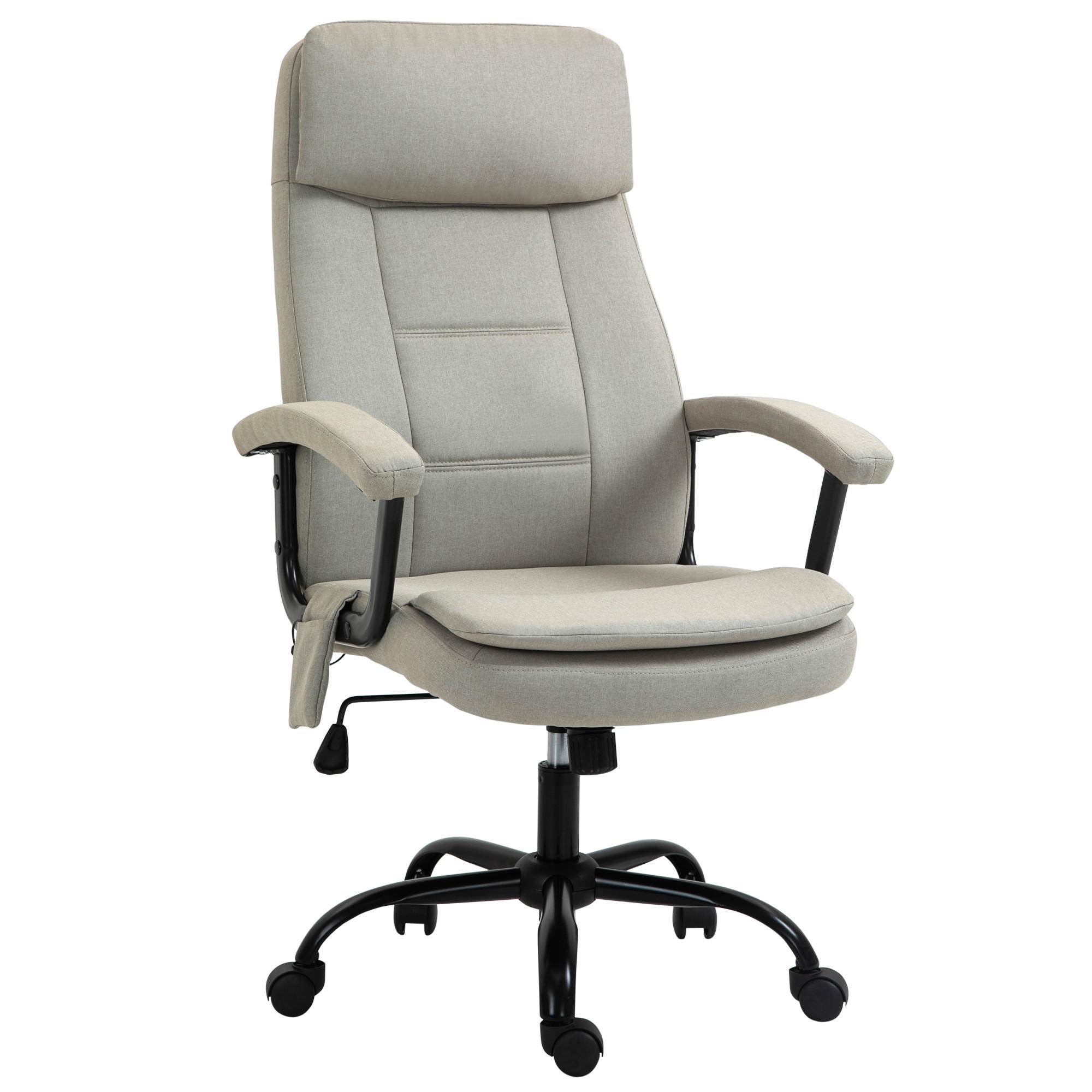 BÜROSTUHL DE-05108 Ergonomisch, 3D-Armlehnen, Kopfstütze & höhenverstellbar Grau - Beige, Metall (70/121/63cm) - ComfortXL