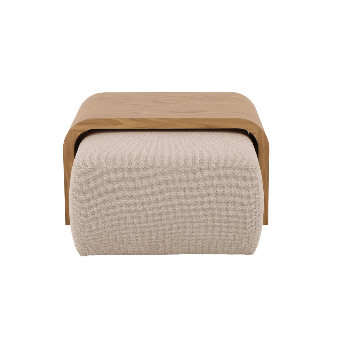 COUCHTISCH Celeste, Natur Massiveiche + beiger Stoff - Beige, Holz (44/137/41.5cm) - WOODEK