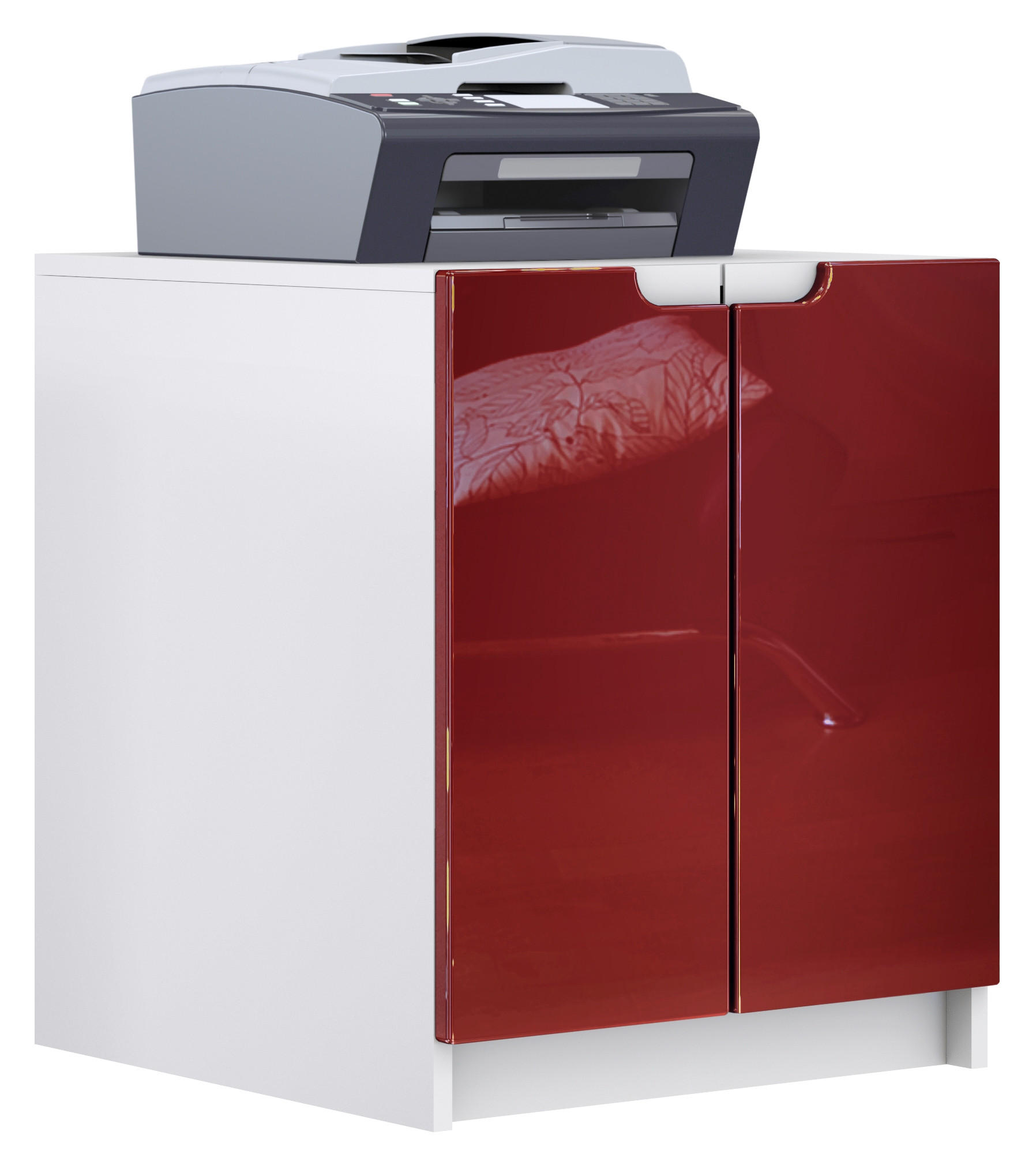 KOMMODE Logan Fronten in Bordeaux Hochglanz - Bordeaux, Holzwerkstoff (51/60.5/54cm) - Vladon